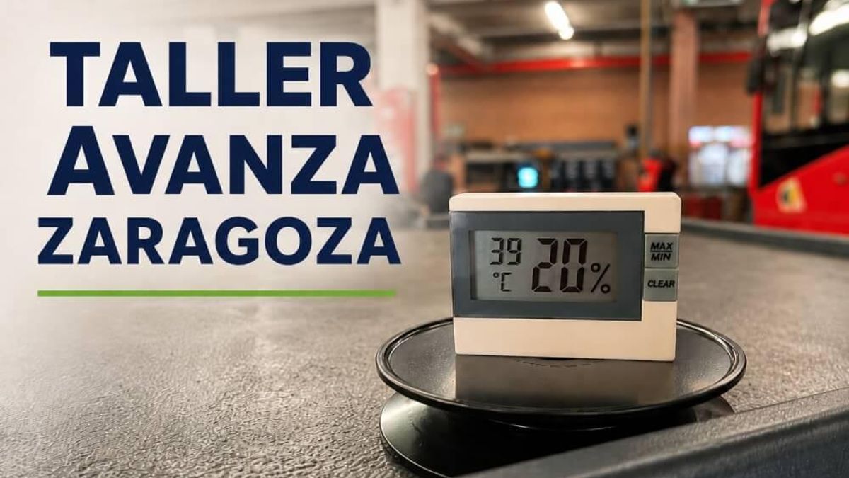 Termómetro en el taller de Avanza Zaragoza