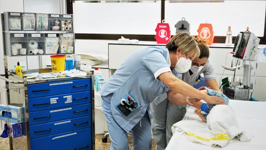 Simulacro realizado en la sala de tratamientos del Hospital de Día Pediátrico del Área de Salud de Tudela.