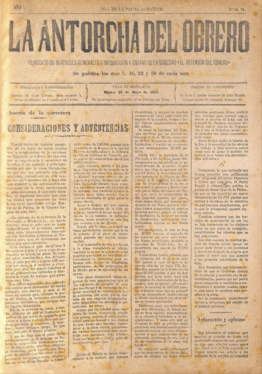 Periódico 'La Antorcha del Obrero'