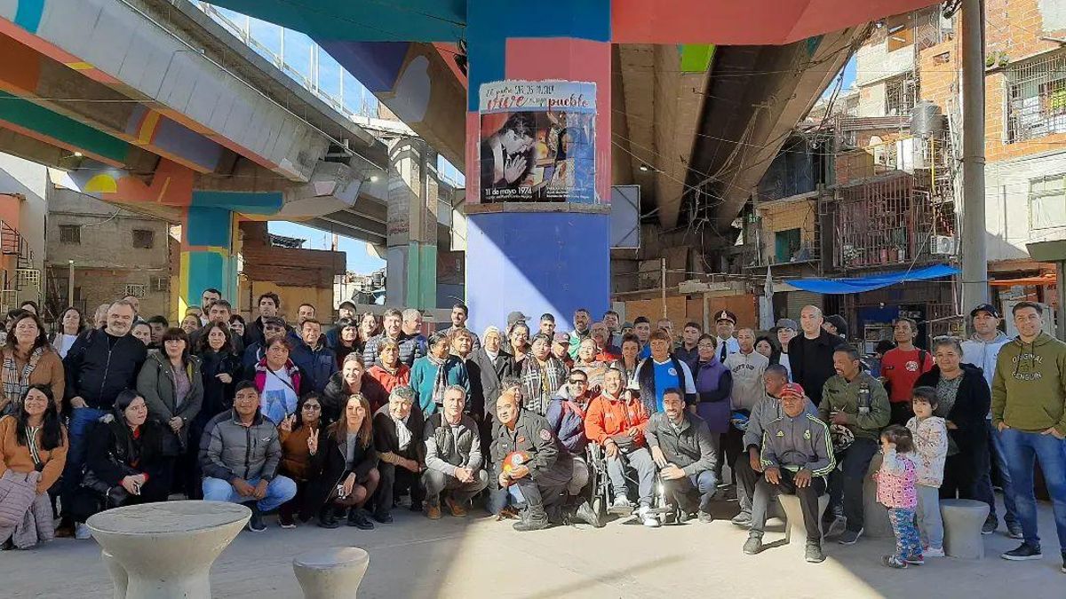Homenaje al padre Carlos Mujica en el Barrio 31.