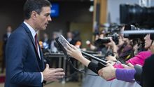 Pedro Sánchez en una declaración en Bruselas.