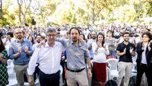 Acto de Pablo Iglesias y Jean Luc Mélenchon en Madrid el 2 de julio de 2018.