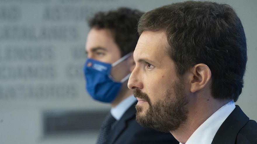 Pablo Casado y Teodoro García Egea, este martes, durante el Comité Ejecutivo Nacional del PP.