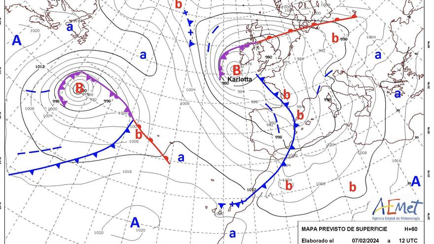 La borrasca Karlotta trae lluvias intensas y fuertes rachas de viento a Andalucía