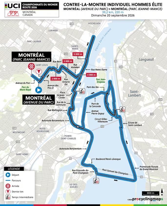 Prueba de contrarreloj de ciclismo de los campeonatos mundiales en Montreal 2026.