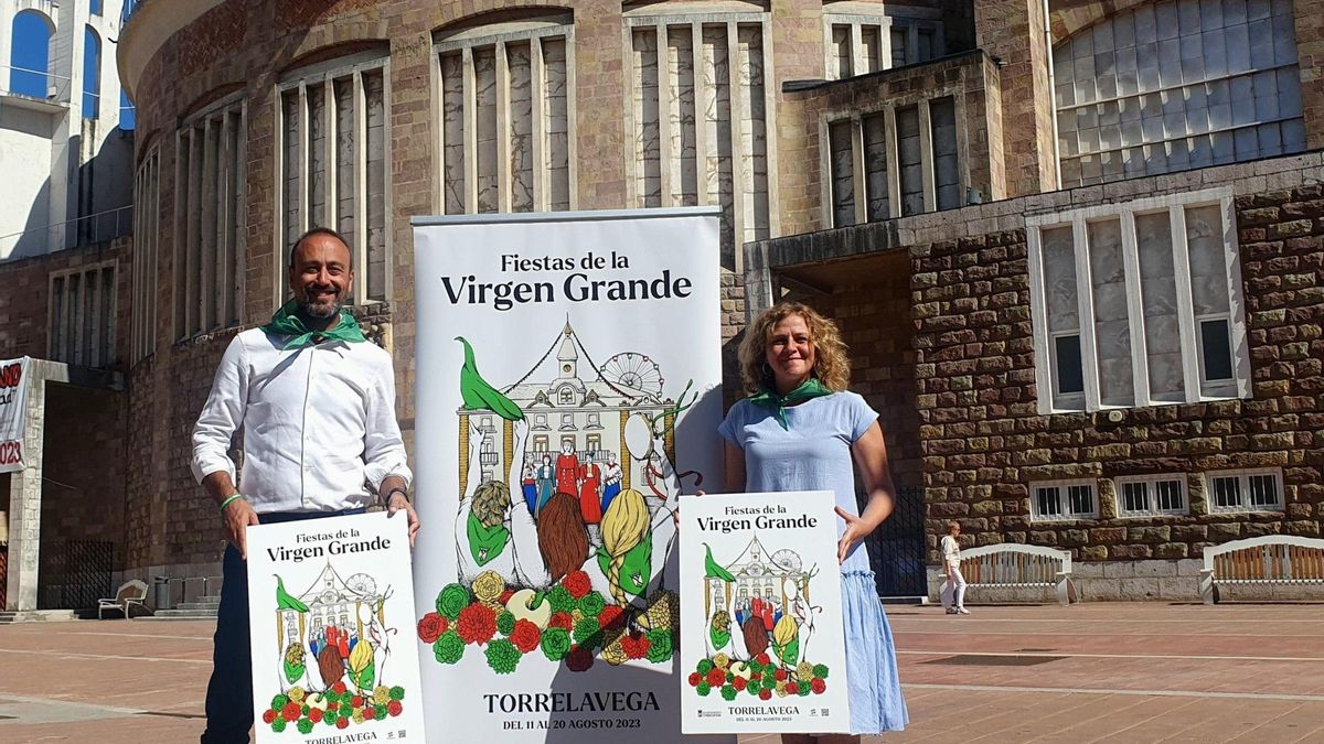 El alcalde de Torrelavega, Javier López Estrada, y la concejala de Festejos, Patricia Portilla, presentan el programa de las Fiestas de la Virgen Grande 2023
