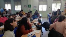 Sesión informativa en el colegio María Zambrano, en Dos Hermanas (Sevilla), un centro cooperativa de trabajo de enseñanza