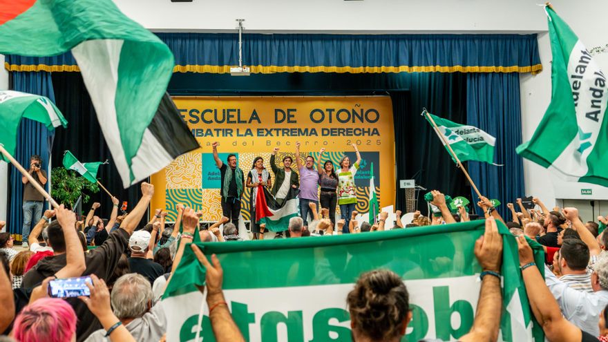Imagen del mitin de cierre de la II Escuela de Otoño de Adelante Andalucía, que protagonizó su portavoz y candidato a la Presidencia de la Junta, José Ignacio García.