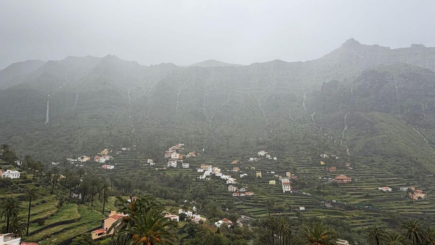 Temporal de lluvias en Valle Gran Rey, La Gomera.