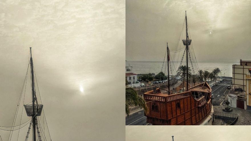 Imágenes de la calima, este lunes, en Santa Cruz de La Palma.