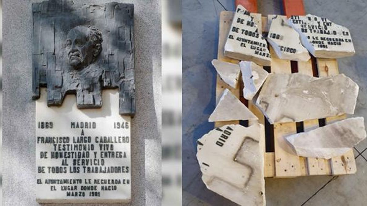 Más Madrid presiona a Almeida para reponer la placa de Largo Caballero e irá a revisar sus trozos: "No nos fiamos un pelo"
