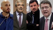 Nacho Álvarez (Podemos), Luis Garicano (Ciudadanos), Eduardo Garzón (IU) y Jordi Sevilla (PSOE)