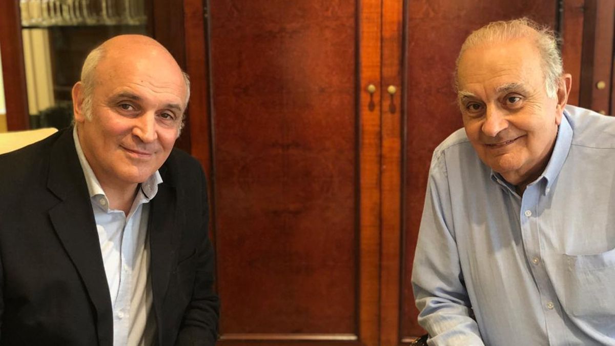 José Luis Espert y Alberto Asseff, al momento de sellar el acuerdo para la candidatura presidencial del primero, el 5 de marzo de 2019