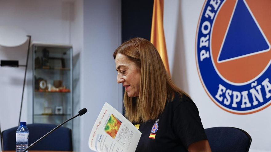La directora general de Protección Civil, Virginia Barcones, comparece tras la reunión CECOD, este jueves.