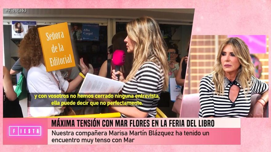 Tensión en la firma de libros de Mar Flores con una periodista de 'Fiesta': "Me pareció incómodo y agresivo"