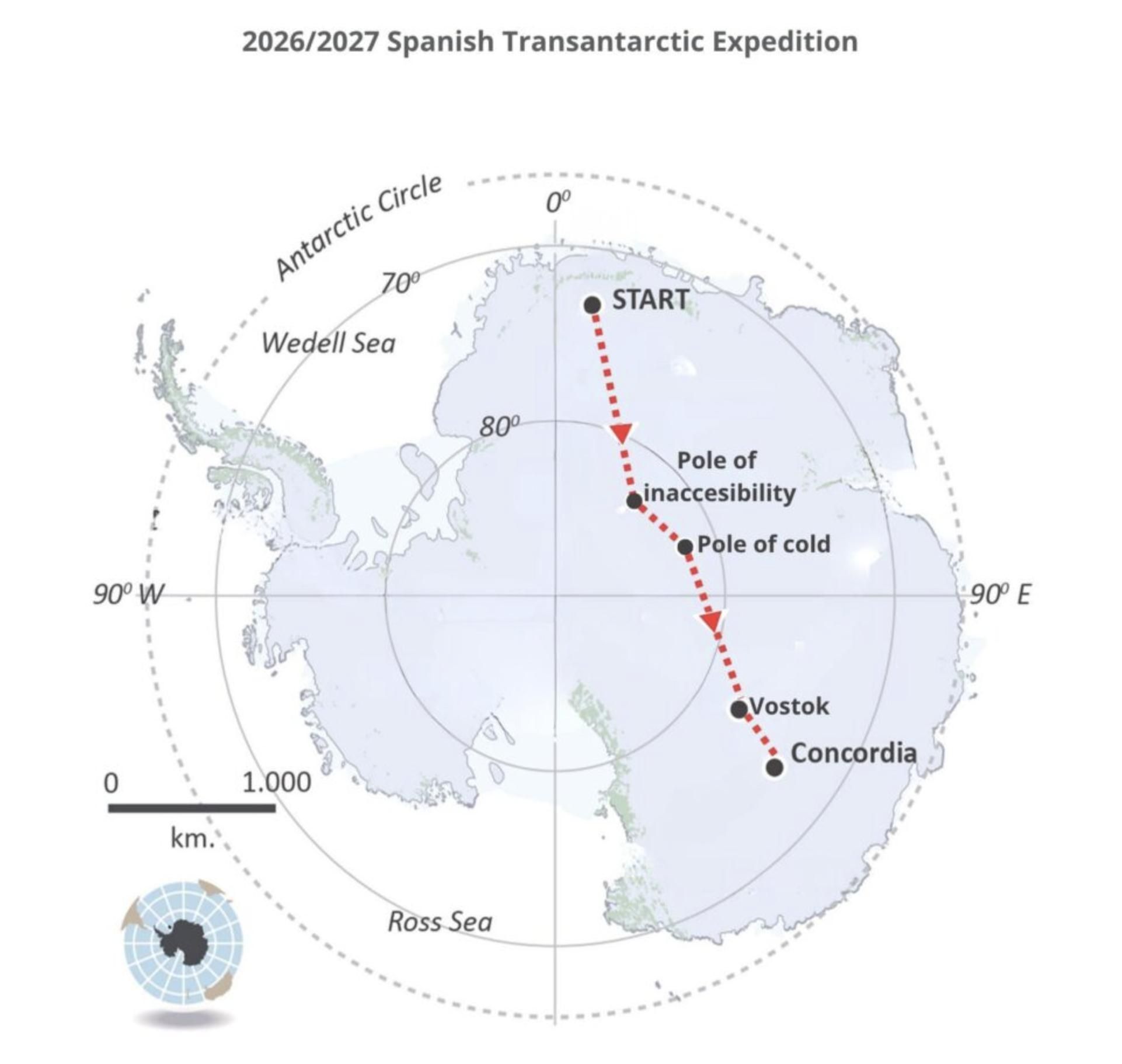 La expedición atravesará dos regiones extremas del continente