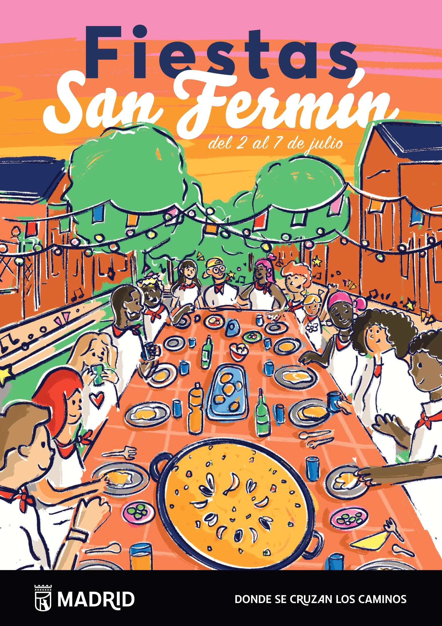 Cartel de las fiestas de San Fermín 2026 en Usera
