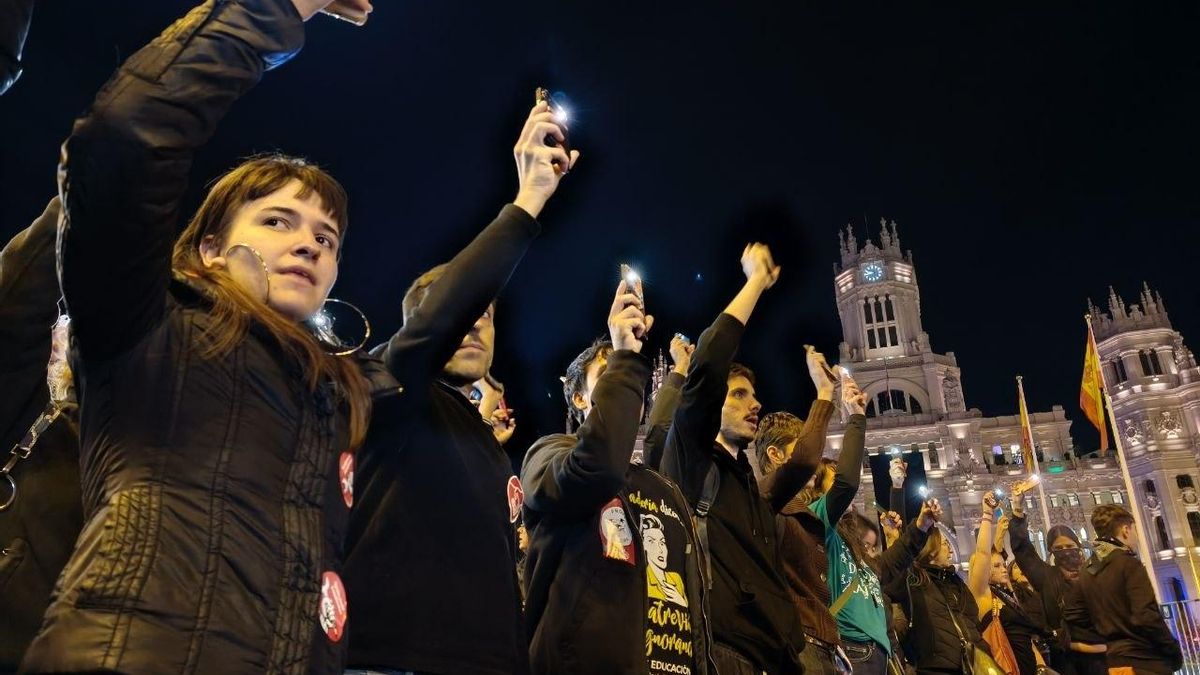 Manifestación de profesores en Cibeles.