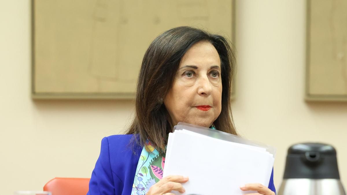 La ministra de Defensa, Margarita Robles, este martes durante su comparecencia extraordinaria ante la Comisión de Defensa por la crisis de Ceuta.
