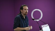 Pablo Iglesias, en la rueda de prensa de este lunes.