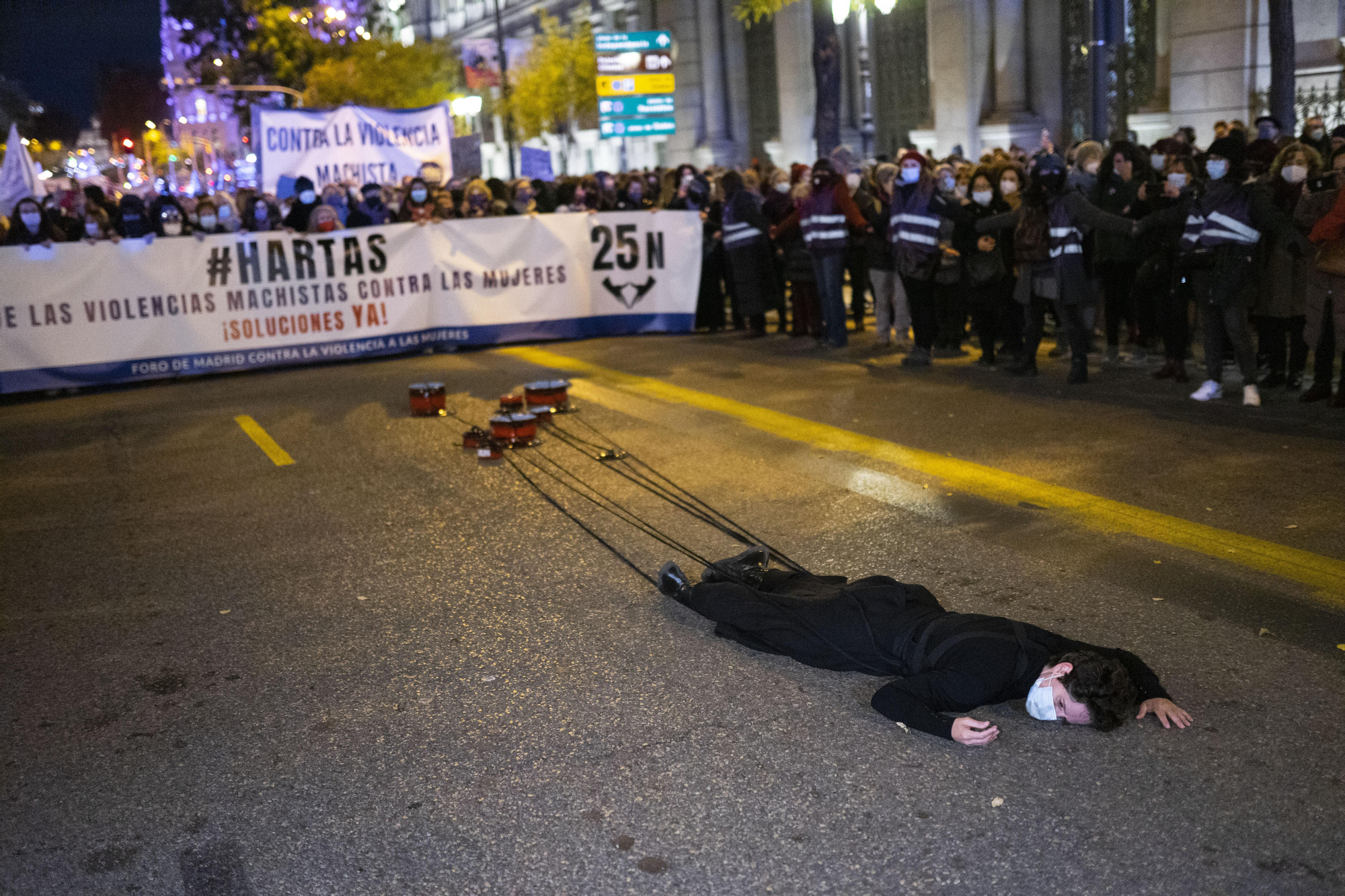 Performance en una de las manifestaciones