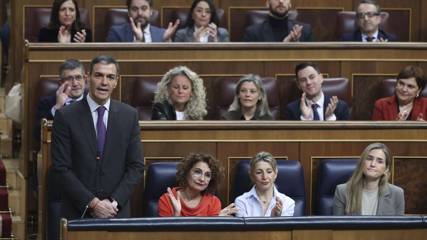 El presidente del Gobierno, Pedro Sánchez, interviene durante la sesión de control celebrada este miércoles en el Congreso.