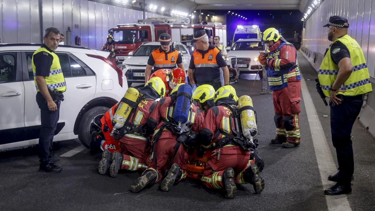 Simulacro de accidente en el túnel de los omeyas