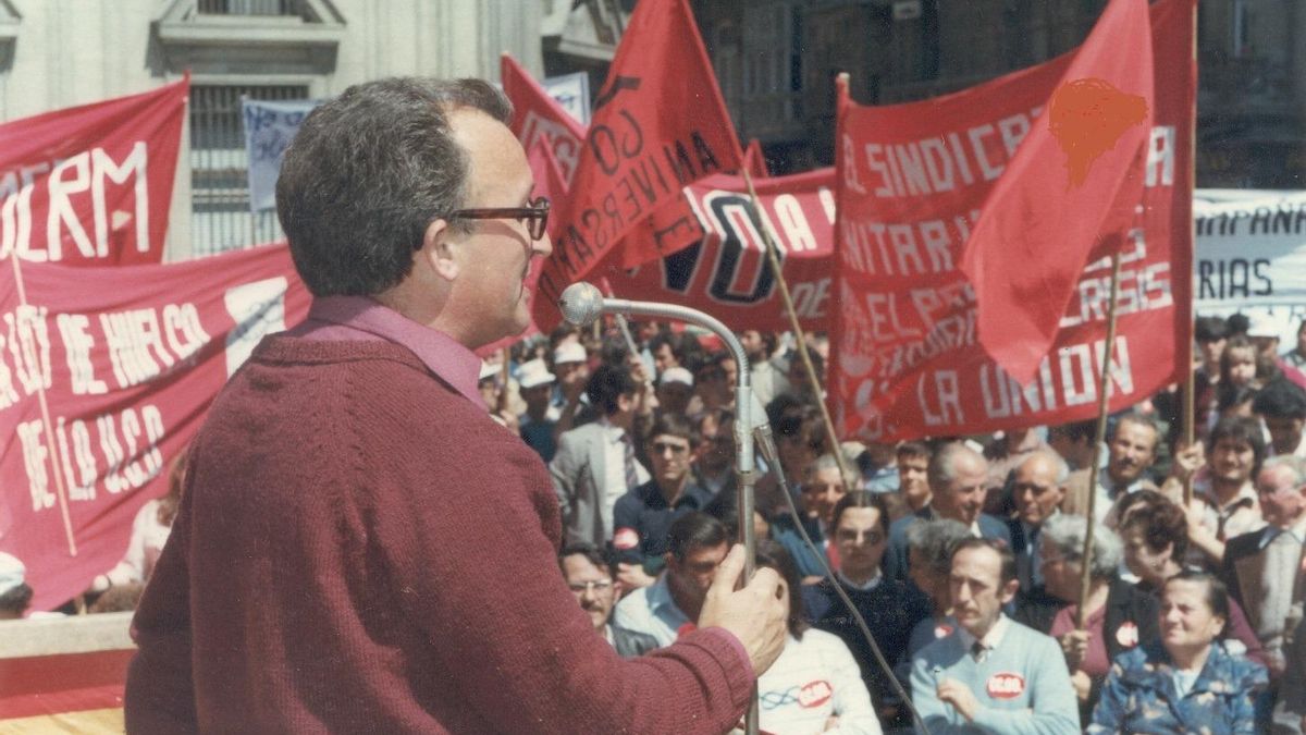 Isidoro Galán en el Primero de Mayo de 1980.