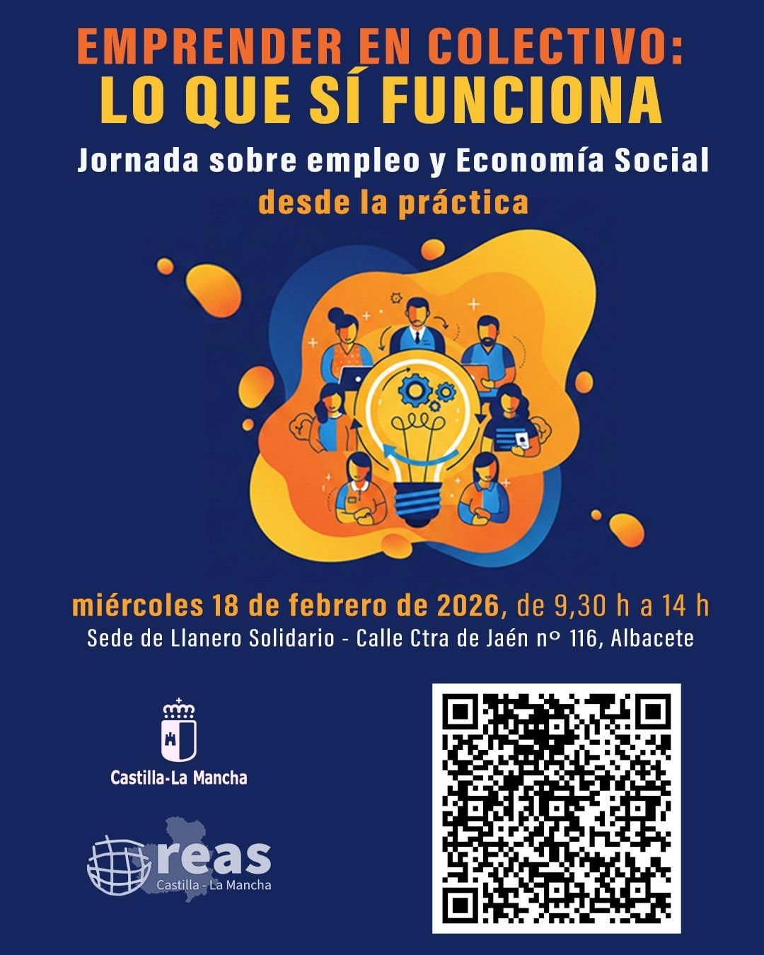 Emprender en colectivo: lo que sí funciona, cartel de la jornada prevista en Albacete
