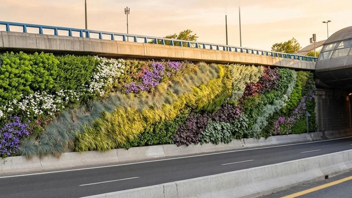 El Ayuntamiento de Madrid instala 400 metros lineales de jardines verticales junto al puente de Ventas