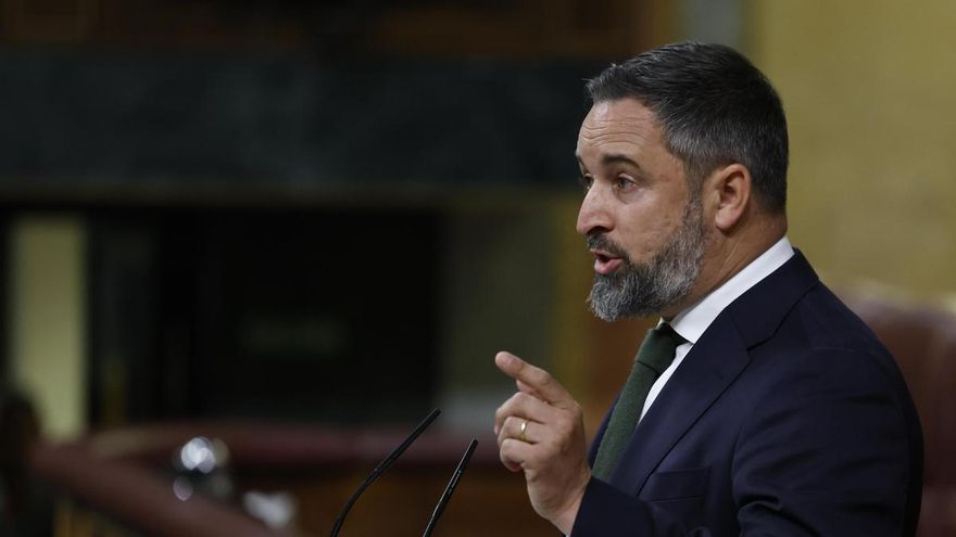 Santiago Abascal en el debate de la moción de censura de Vox contra el Gobierno.