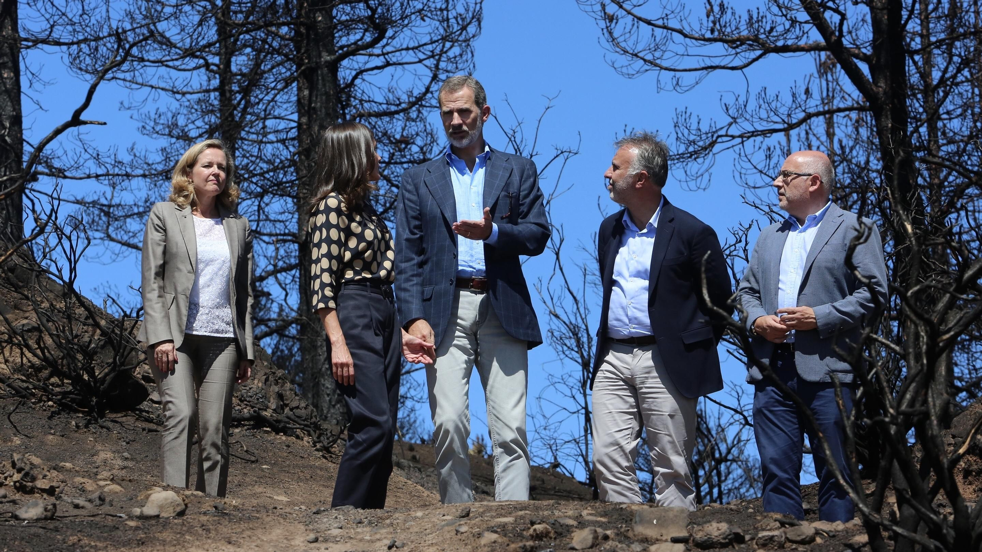 Los Reyes visitan las zonas quemadas de la cumbre de Gran Canaria