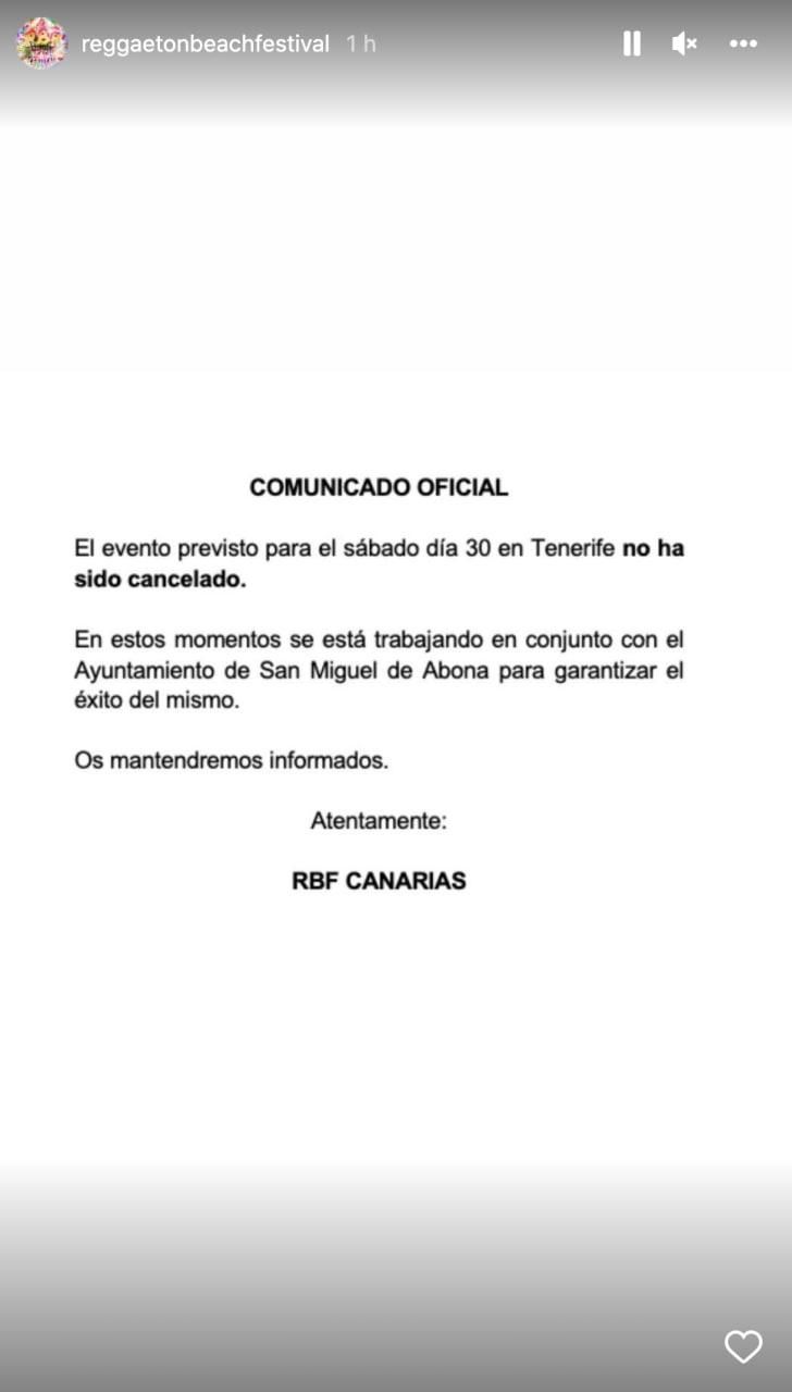 Comunicado compartido en redes sociales