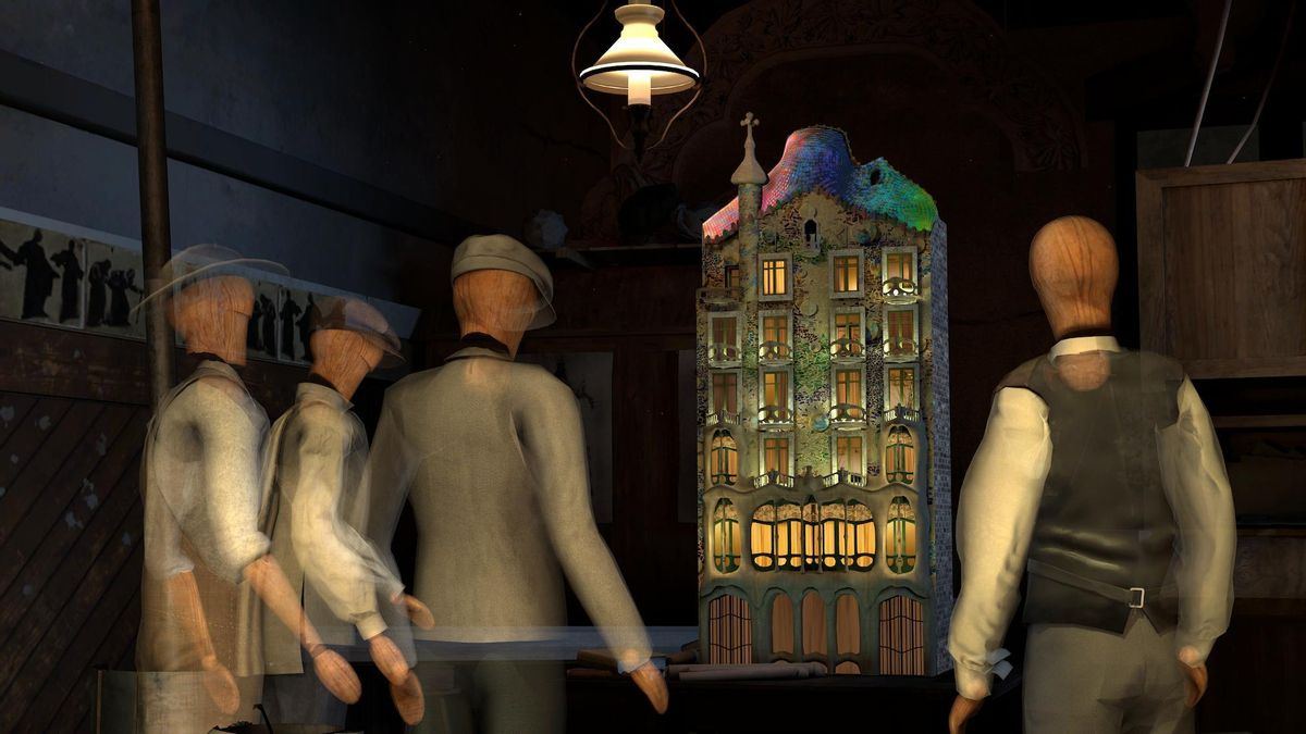 Frame de la película inmersiva "Gaudí, l'Atelier du divin".