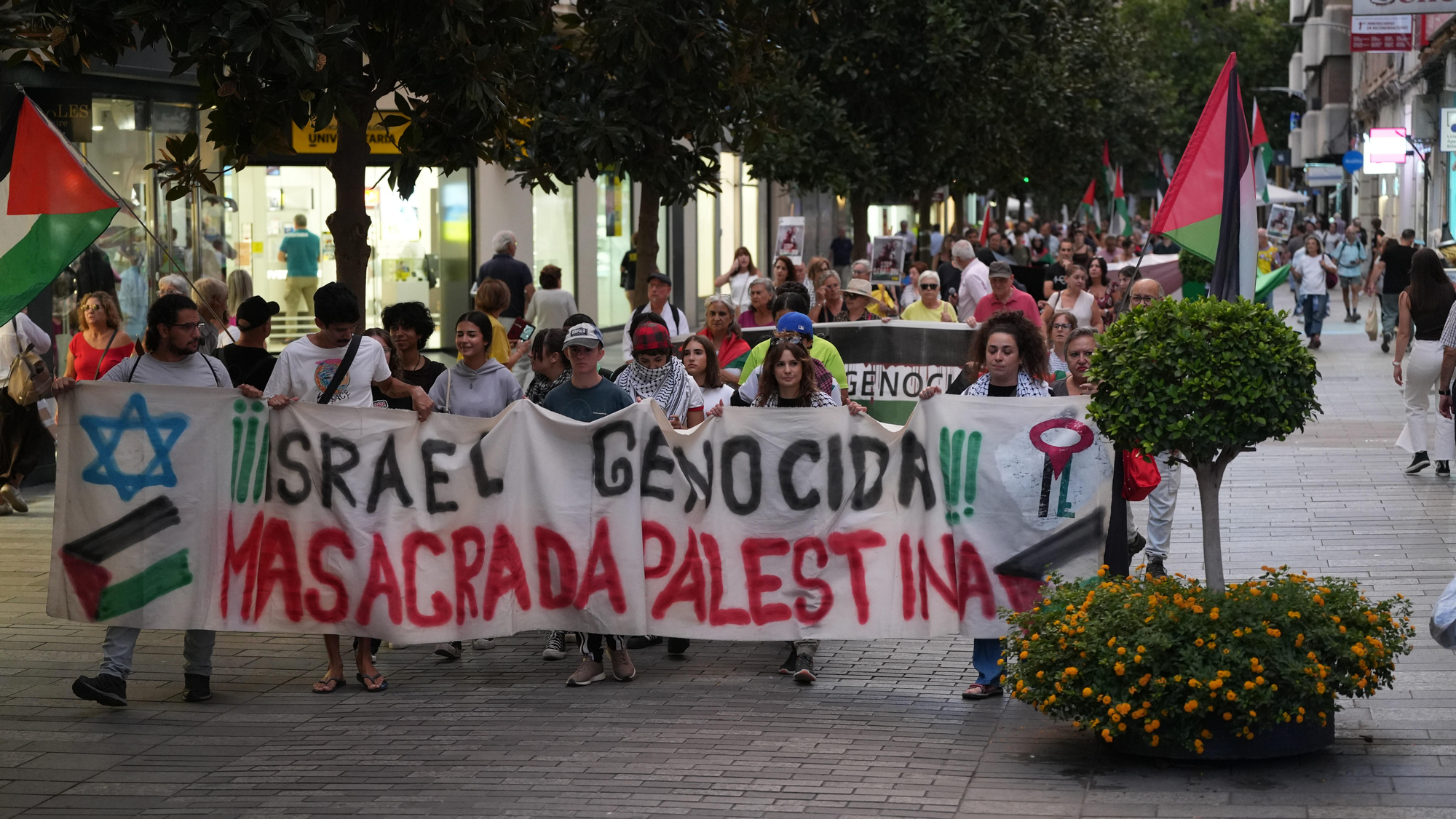 Manifestantes participan en Córdoba en una marcha en solidaridad con Palestina
