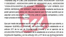 Extracto de la querella de IU contra Bárcenas, dirigentes del PP y empresarios que supuestamente donaron al partido