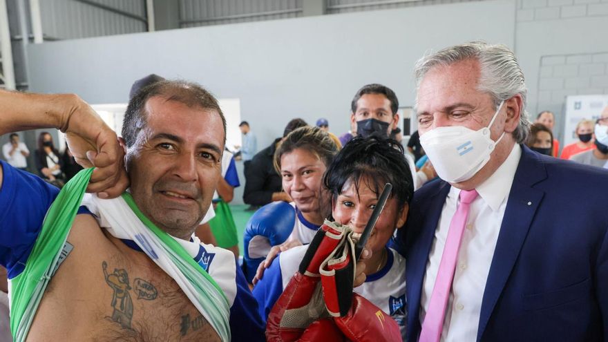 Alberto Fernández durante un acto en Tortuguitas