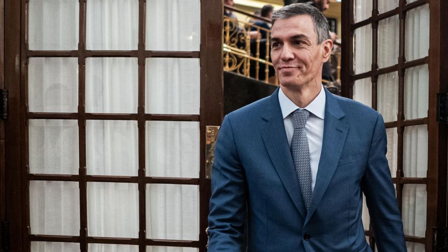 El presidente del Gobierno, Pedro Sánchez, durante una sesión plenaria en el Congreso.