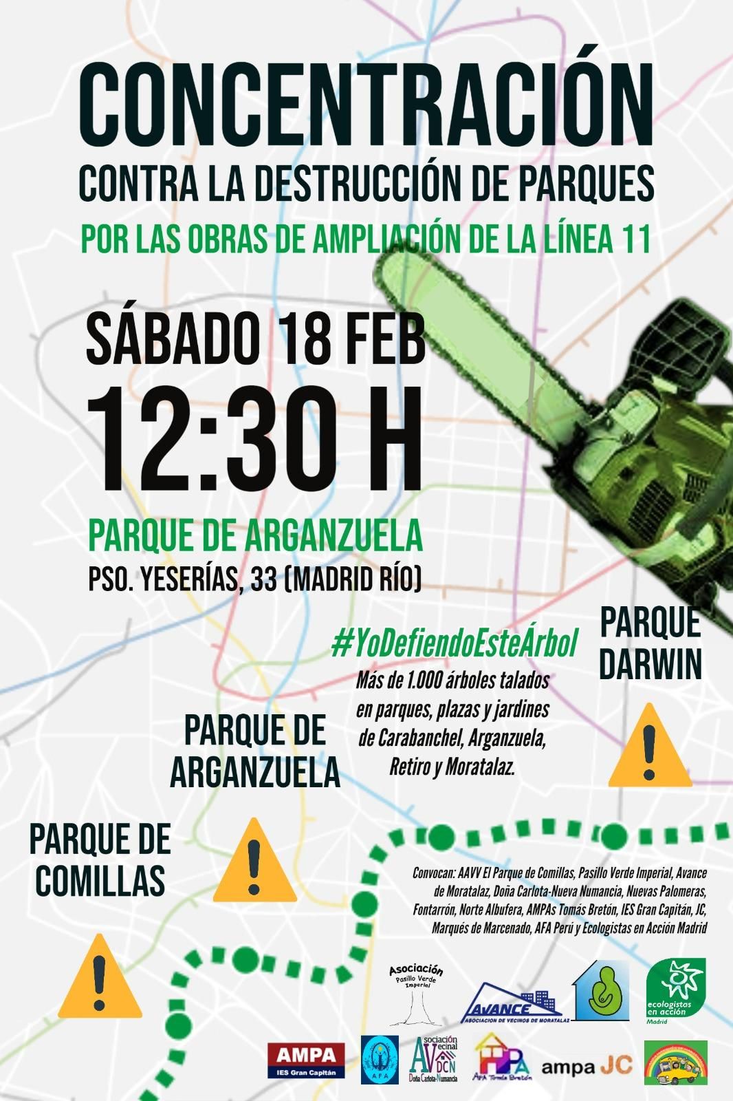 Cartel de la concentración en Madrid Río