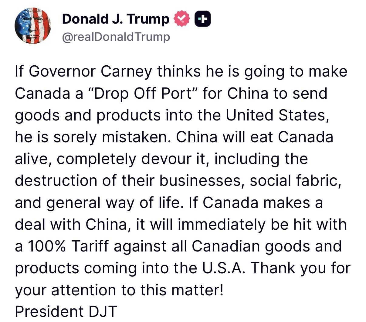 Amenaza comercial de Trump a Canadá. 