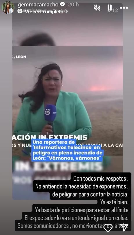 Denuncia de Gemma Camacho en Instagram