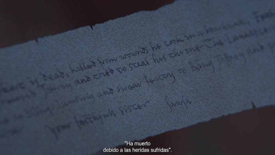 La nota que descubre Arya tiene la firma de Sansa