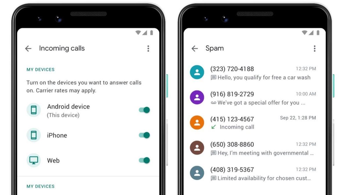 Una captura de la aplicación Google Voice