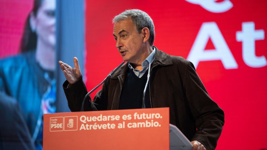 El expresidente del Gobierno José Luis Rodríguez Zapatero en la clausura del XV Congreso Autonómico del PSOE de Castilla y León, en Palencia.