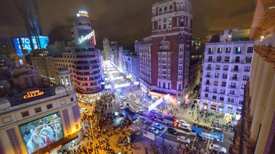 Callao y Gran Vía durante una Navidad.