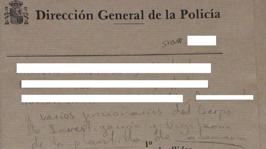 Encabezado del documento de la Dirección General de Policía que el archivo envió a José Lozano sobre la depuración de su tío abuelo.