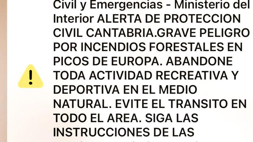 Asturias, Cantabria y Castilla y León envían una alerta a los móviles para evitar actividades en los Picos de Europa