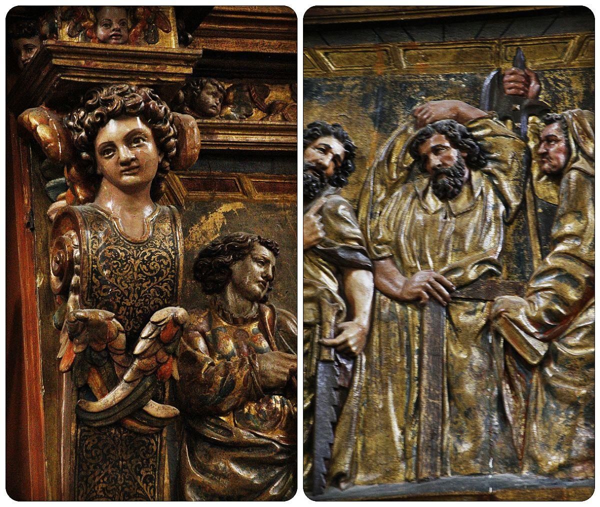 Detalles del retablo de Palanquinos, de la Escuela de Juan de Juni.