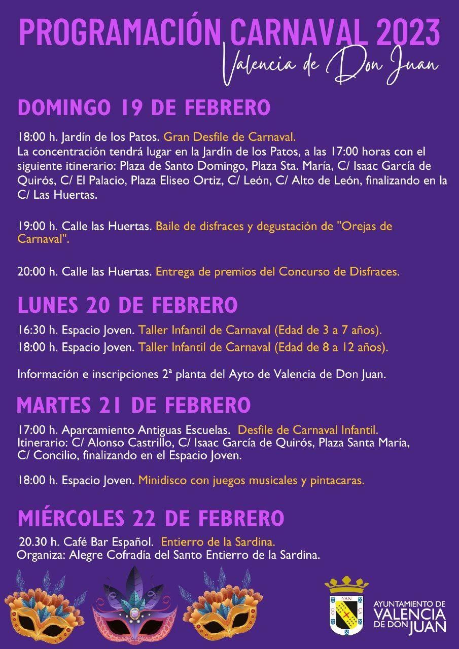 Programación del Carnaval de Valencia de Don Juan.