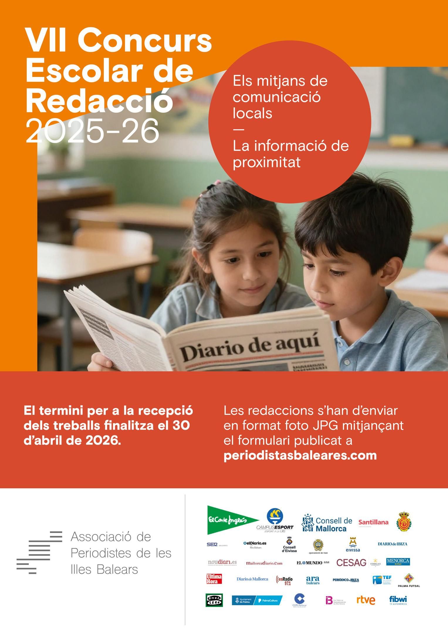 Cartel del VII Concurso Escolar de Redacción de la APIB.